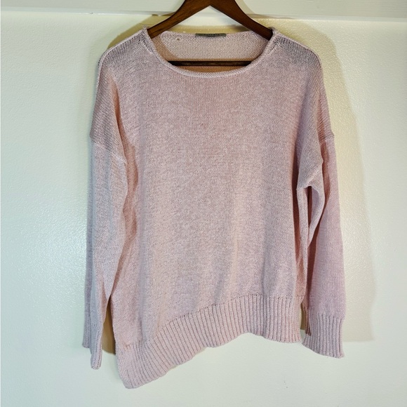 All Saints Pink M Nadine Crew Neck Sweater with Asymmetrical Hem - Picture 3 of 13